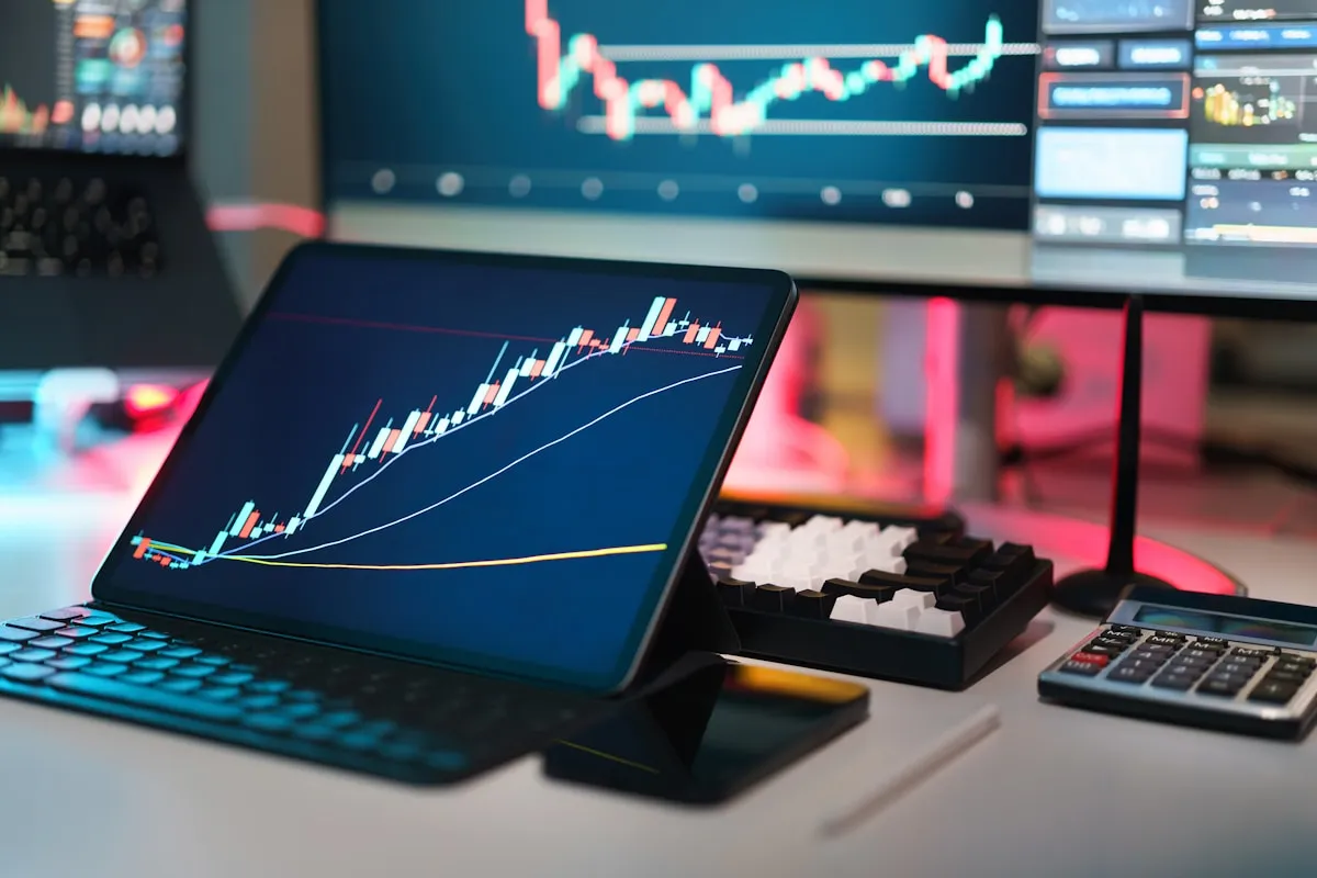 Financial analysts reviewing portfolio rebalancing data on laptop screens