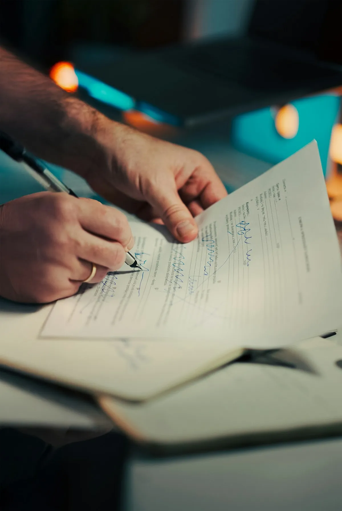 A man carefully signing a document — selling gold involves paperwork, documentation, and understanding your tax obligations